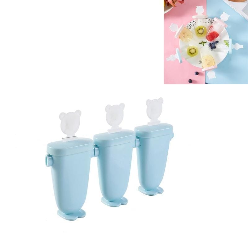 Home Cartoon Animal Homemade Cute DIY Popsicle Ice Cream Mold, Style:Flat (Blue)