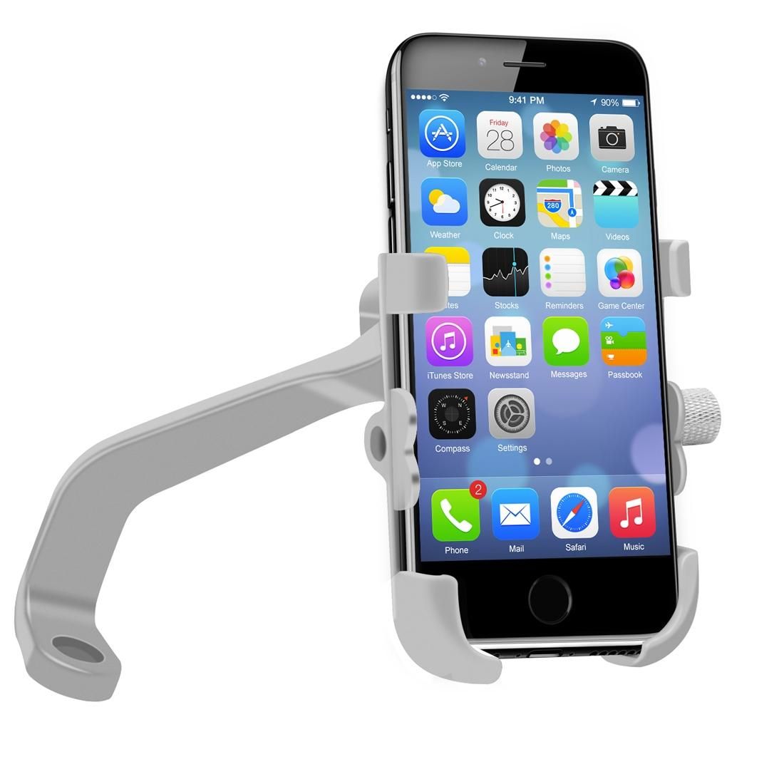 WUPP Motorcycle Waterproof QC 3.0 USB Port Fast Charger Adapter Aluminum Alloy Rearview Mirror Holder with Switch (Silver)