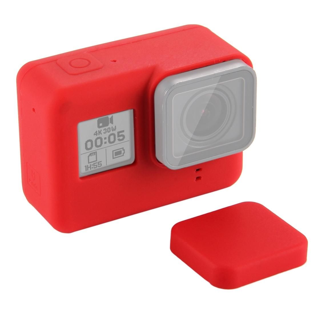 Silicone Protective Case with Lens Cover for GoPro HERO7 Black /7 White / 7 Silver /6 /5 (Red)