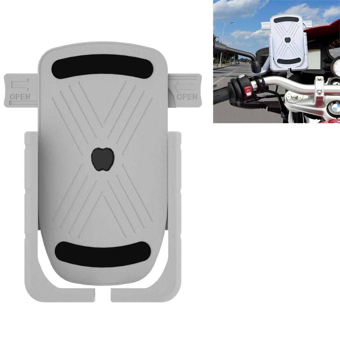 CS-1066B1 Motorcycle Aluminum Alloy Mobile Phone Holder Bracket with Charging Function, Mirror Holder Version (Silver)