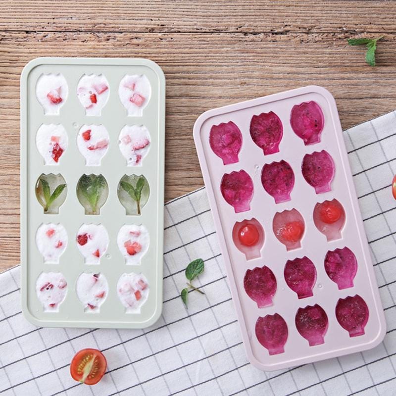 Cute DIY Creative Banana Homemade Ice Tray Ice Cube Mould with Lid (Pink)