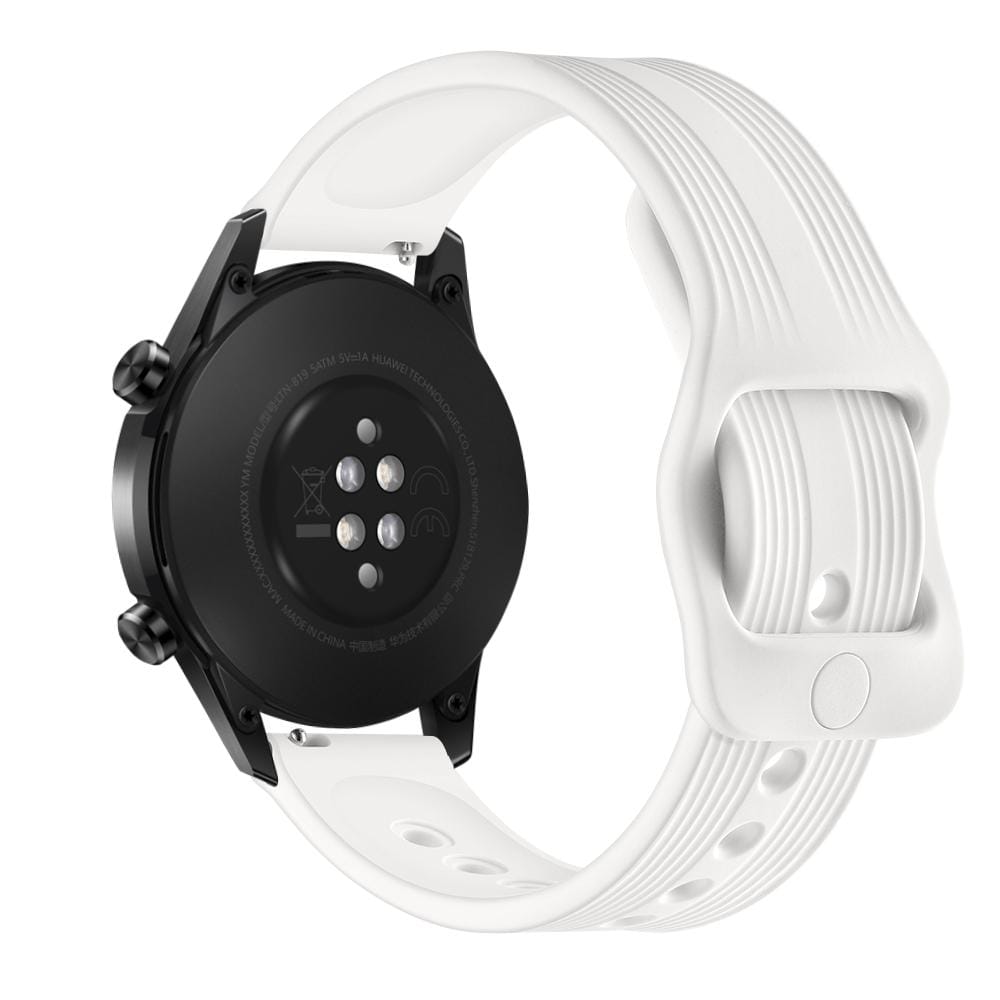 20mm For  Huawei Watch GT2 42mm / Galaxy Watch Active 2 / Huami GTS/GTR 42MM Silicone Strap with Japanese Buckle (Black)