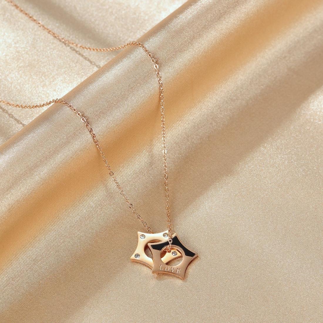 OPK 1675 Star Titanium Steel Necklace Clavicle Chain Diamond Jewelry