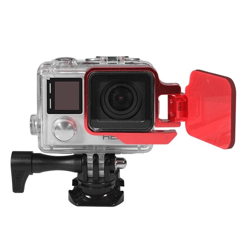 NEOpine CNC Metal Frame Light Motion Night Underwater Filter for GoPro HERO4 / 3+ (Red)