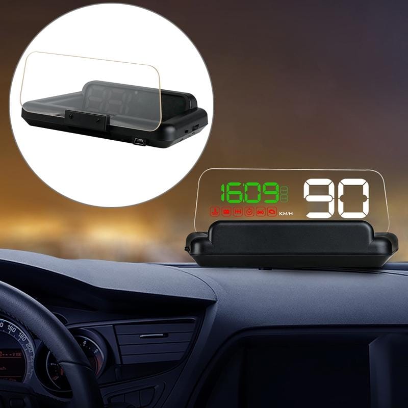 C500 Car HUD Virtual HD Projection Head-up Display, With Adjustable Reflection Board, Speed & RPM & Water Temperature & Oil Consumption & Driving Distance / Time & Voltage Display, Over Speed Alarm, Connect OBD2 Interface (Green)