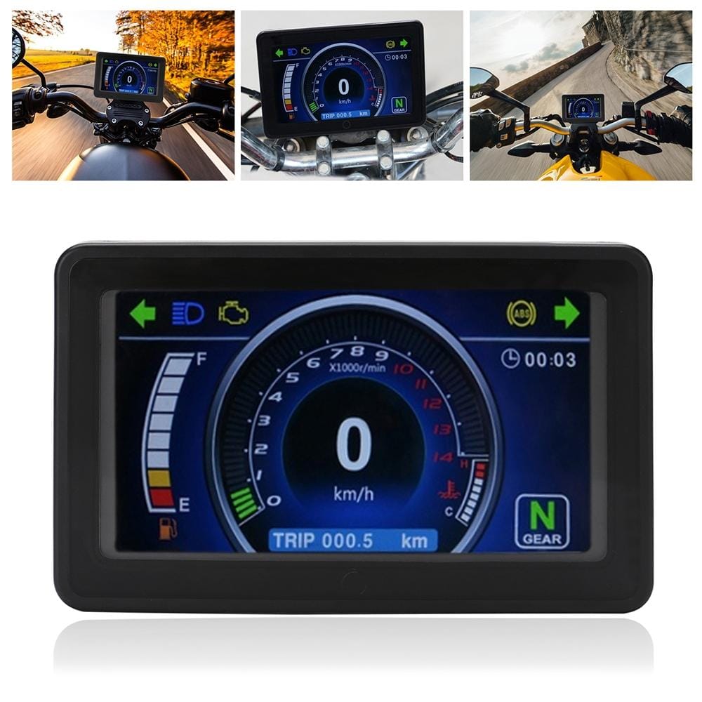 Speedpark Universal Motorcycle LCD Display Cluster Replaceable Speedometer Multi-function Instrument for 1 / 2 / 4 Cylinder
