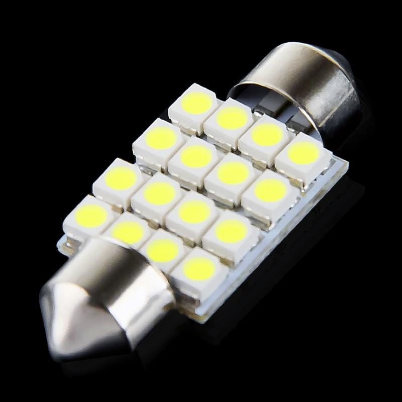 2 PCS 36mm White Light 16 LED SMD 3020 Car Signal Light Bulb