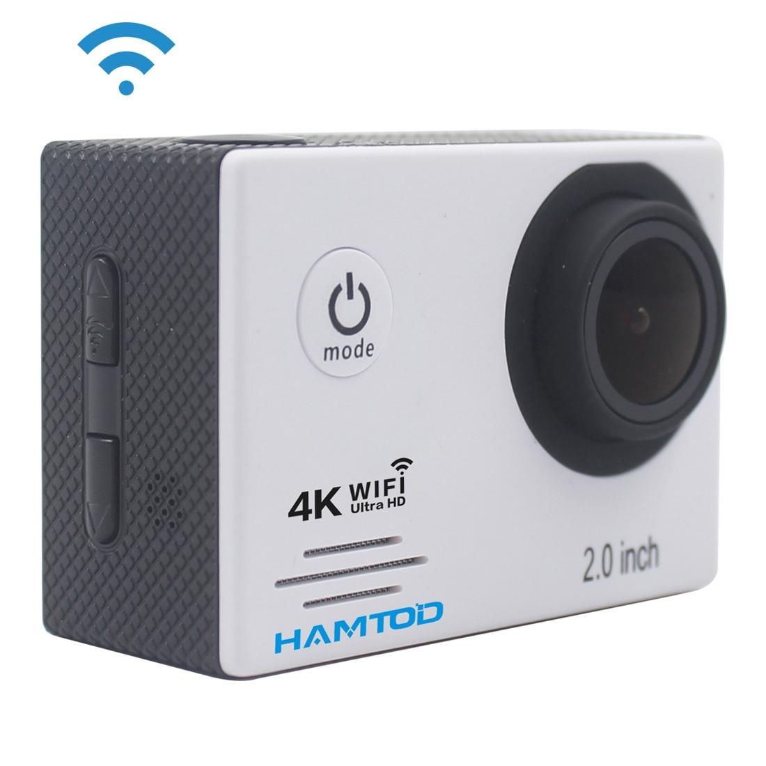 HAMTOD HF60 UHD 4K WiFi 16.0MP Sport Camera with Waterproof Case, Generalplus 4247, 2.0 inch LCD Screen, 120 Degree Wide Angle Lens, with Simple Accessories (White)