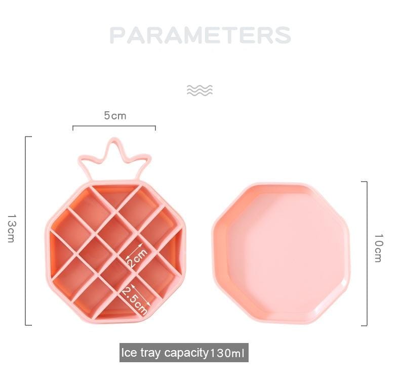 DIY Ice Cube Mold Creative Fruit Shape Ice Box with Lid, Style:Pineapple (Green)