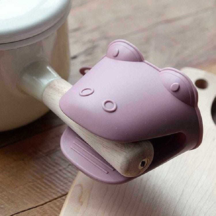 Cartoon Hippo Shape Household Kitchen Insulation Clip Silicone High Temperature Casserole Anti-scalding Clip (Green)