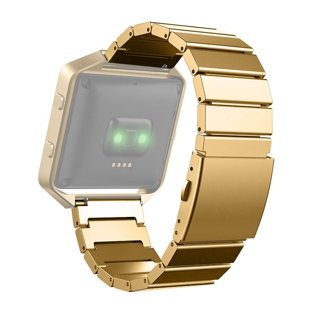 For Fitbit Blaze Watch Custom Butterfly Closure Stainless Steel Watchband (Gold)