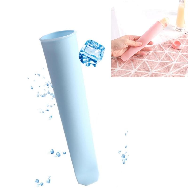 2 PCS Summer Handheld Silicone DIY Cylindrical Ice Cream Popsicle Mold with Cover (Green)