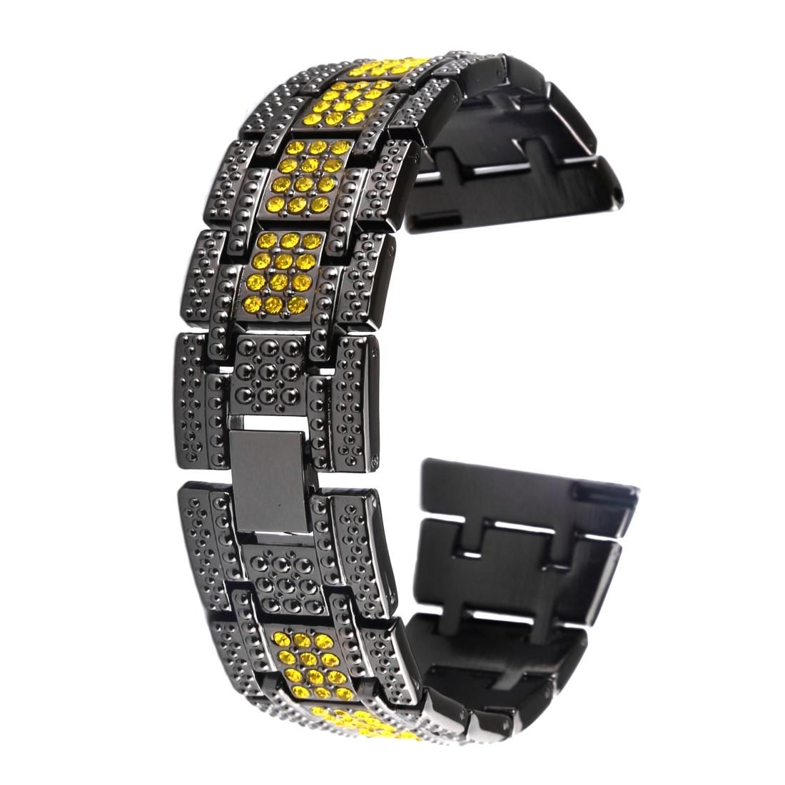Metal Wrist Strap Watch Band for Samsung Gear S3 (Black Yellow)