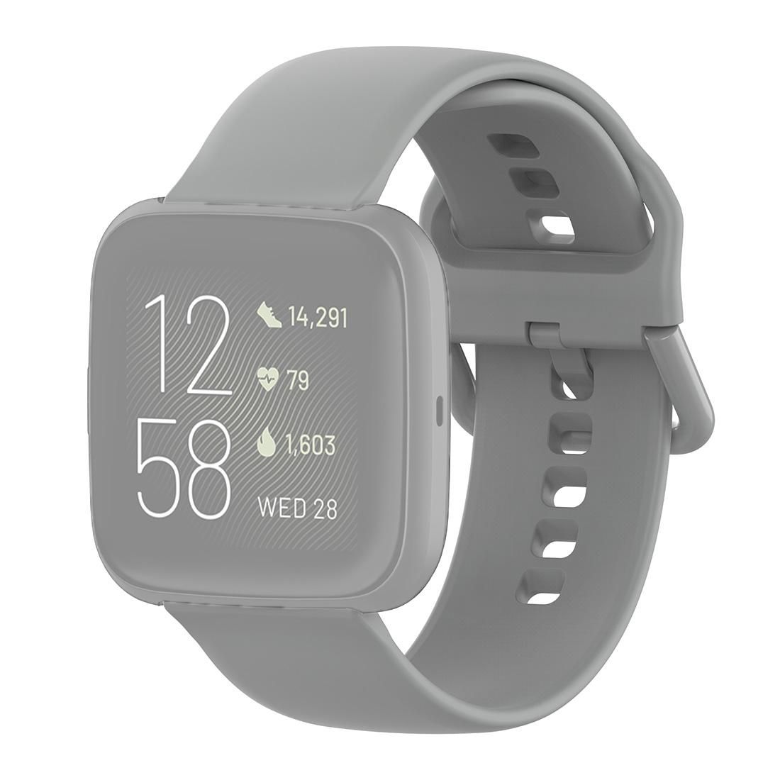 23mm Color Buckle Silicone Wrist Strap Watch Band for Fitbit Versa 2 / Versa / Versa Lite / Blaze, Size: L (Gray)