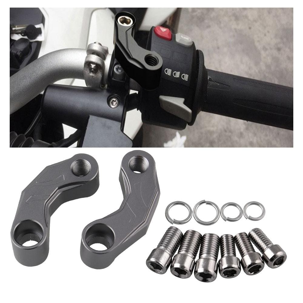 MB-MH029 Motorcycle Mirrors Riser Extension Brackets Adapter for BMW R1200GS LC (Silver Grey)