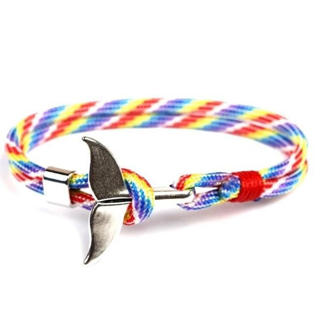 Whale Tail Anchor Charm Nautical Survival Rope Chain Bracelets (Colorful)