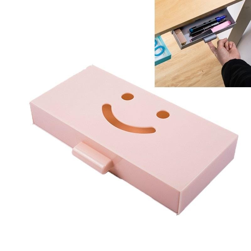 5 PCS Hidden Drawer Storage Box Office Desk Bottom Paste Large Capacity Pen Case (Pink)
