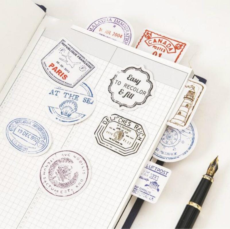 5 PCS Travel Postmark Handwritten Photo Album Decorative Sticker Sealing Sticker