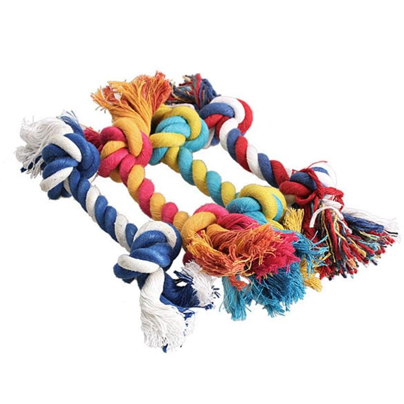 Pets dogs pet supplies Pet Dog Puppy Cotton Chew Knot Toy Durable Braided Bone Rope Funny Tool, Random Color Delivery (12cm)