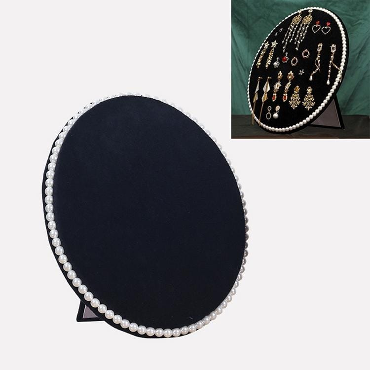 Household Creative Pearl Board Flannel Jewelry Rack Earrings Storage Display Stand, Size: M (Black)