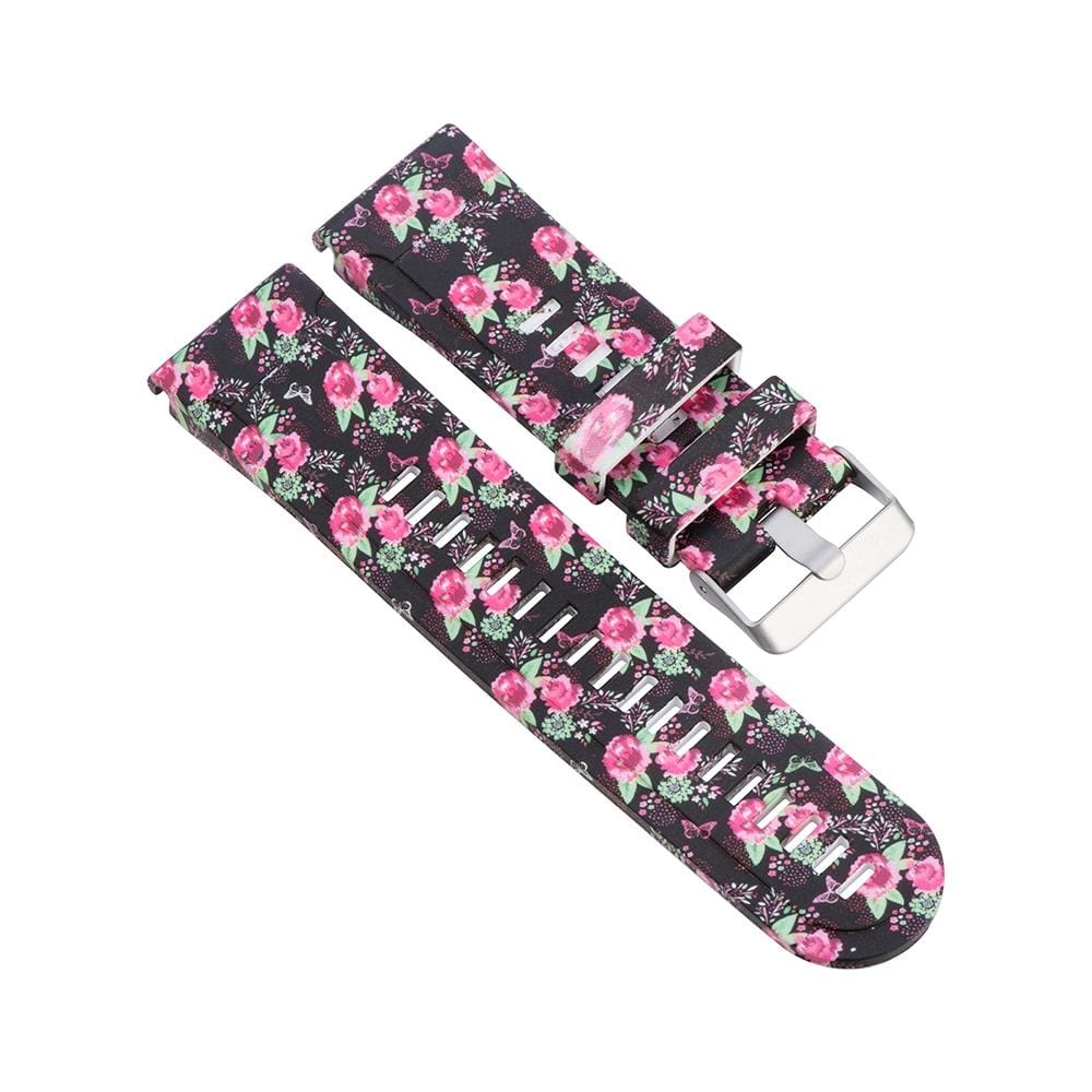 For Garmin Fenix 5X / Fenix3 / Fenix3 HR Silicone Replacement Wrist Strap Watchband (Black Red Flowers)