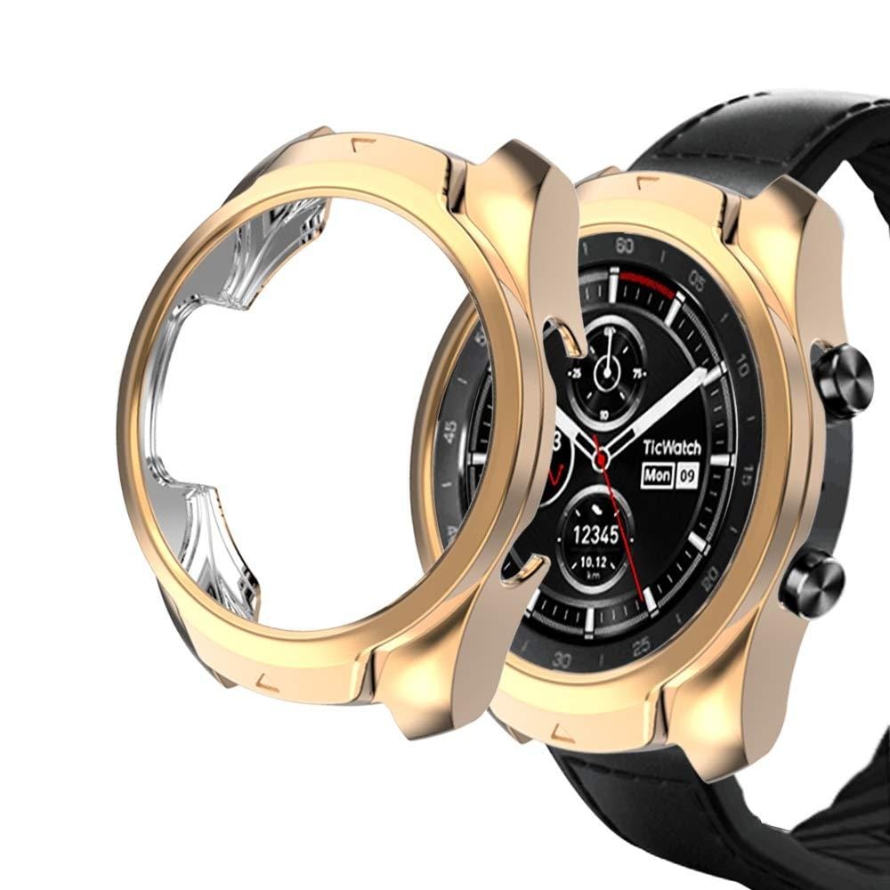For Ticwatch Pro Galvanized TPU Half-package Watch Case (Rose gold)