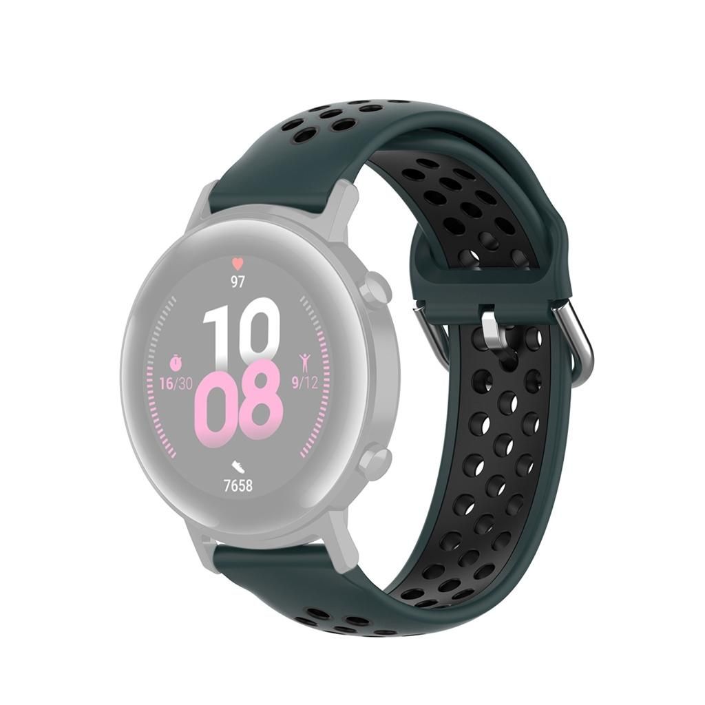20mm For Huami Amazfit GTS / Samsung Galaxy Watch Active 2 / Huawei Watch GT2 42MM Fashion Inner Buckle Silicone Strap (Olive green black)