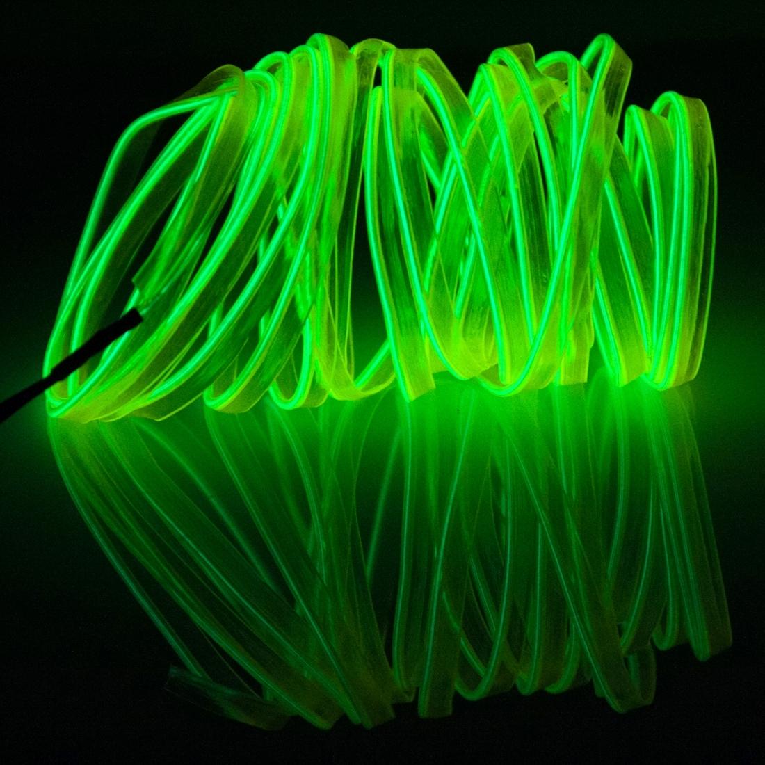 EL Cold Yellow Light Waterproof Flat Flexible Car Strip Light with Driver for Car Decoration, Length: 5m (Light Green)