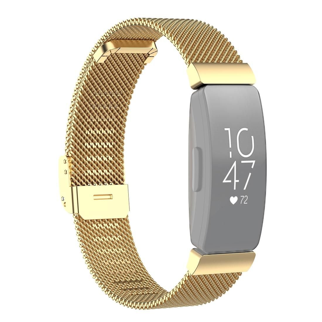 Stainless Steel Metal Mesh Wrist Strap Watch Band for Fitbit Inspire / Inspire HR / Ace 2, Size: L (Gold)
