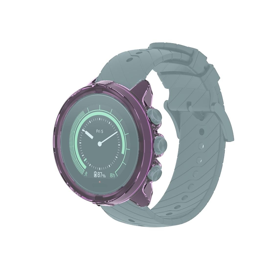 For Suunto 9 Transparent TPU Silicone Watch Case (Transparent Purple)