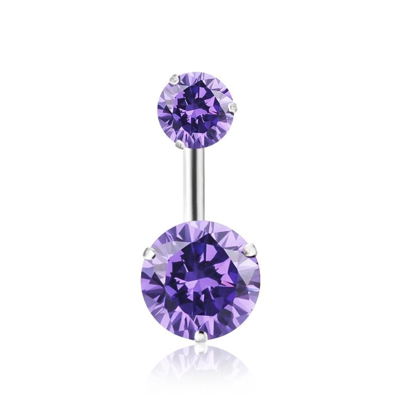 2 PCS Zircon Crystal Body Jewelry Belly Button Ring Navel Piercing Ear Drill (Purple)