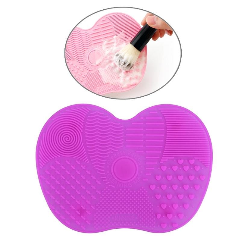 Silicone Brush Cleaner Mat Washing Tools for Cosmetic Make up Eyebrow Brushes Cleaning Pad Scrubber Board Makeup Clean Tool (Light purple)