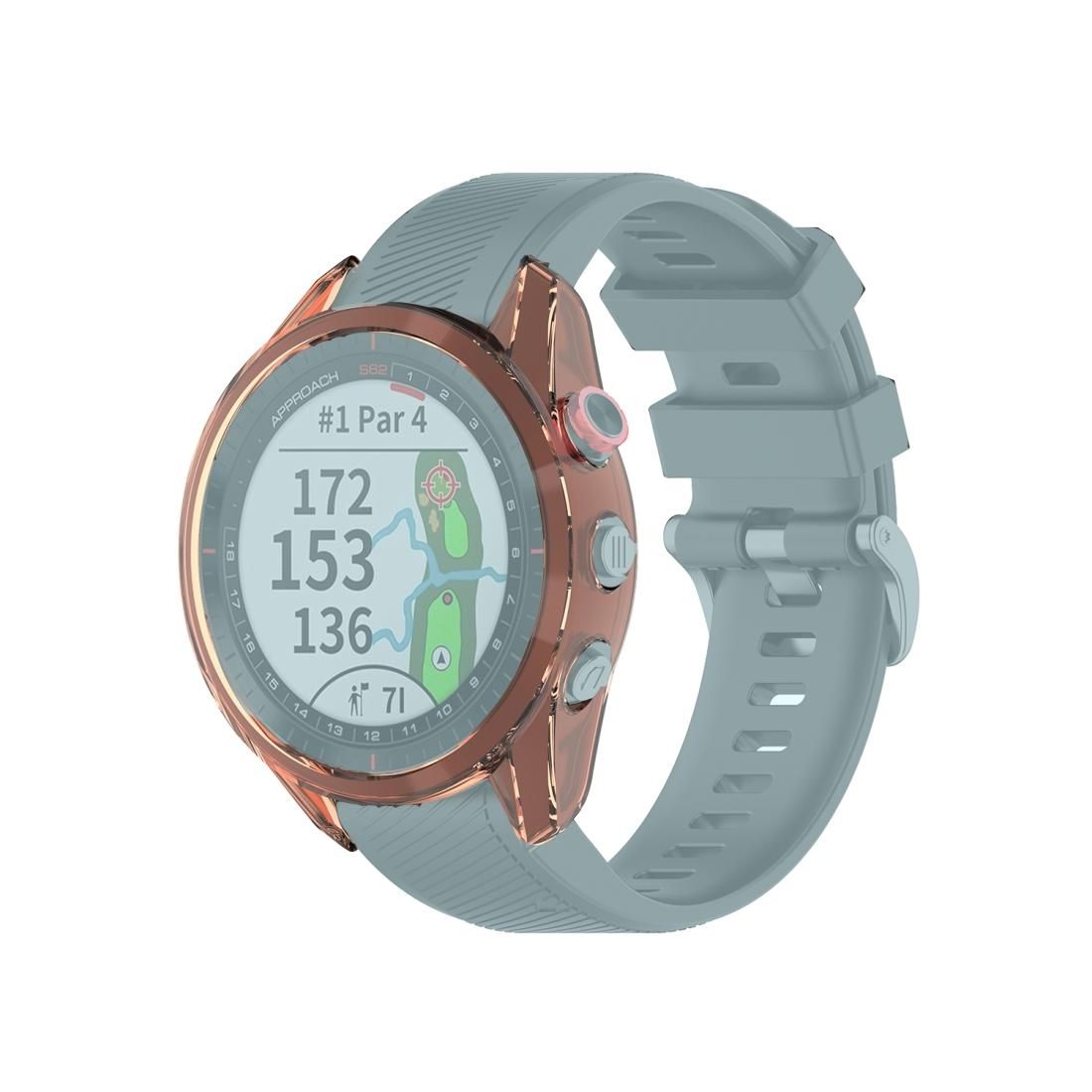 For Garmin Approach S62 Transparent TPU Silicone Watch Case (Transparent Orange)