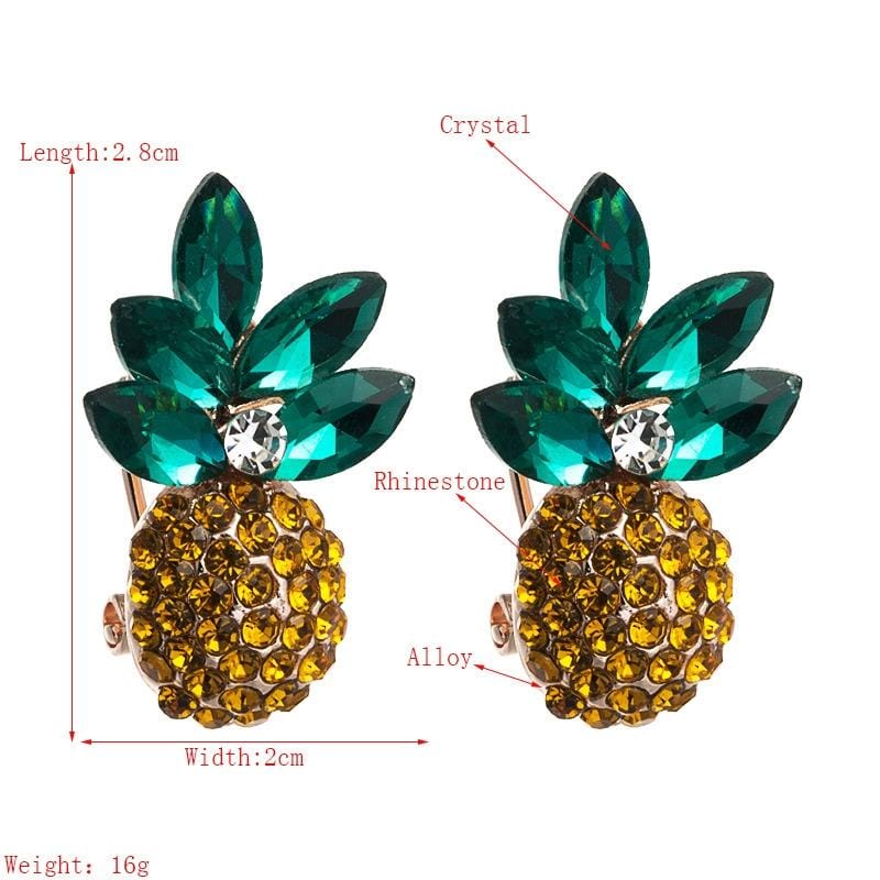 2 PCS Alloy Inlaid Colorful Rhinestone Pineapple Earrings (White)