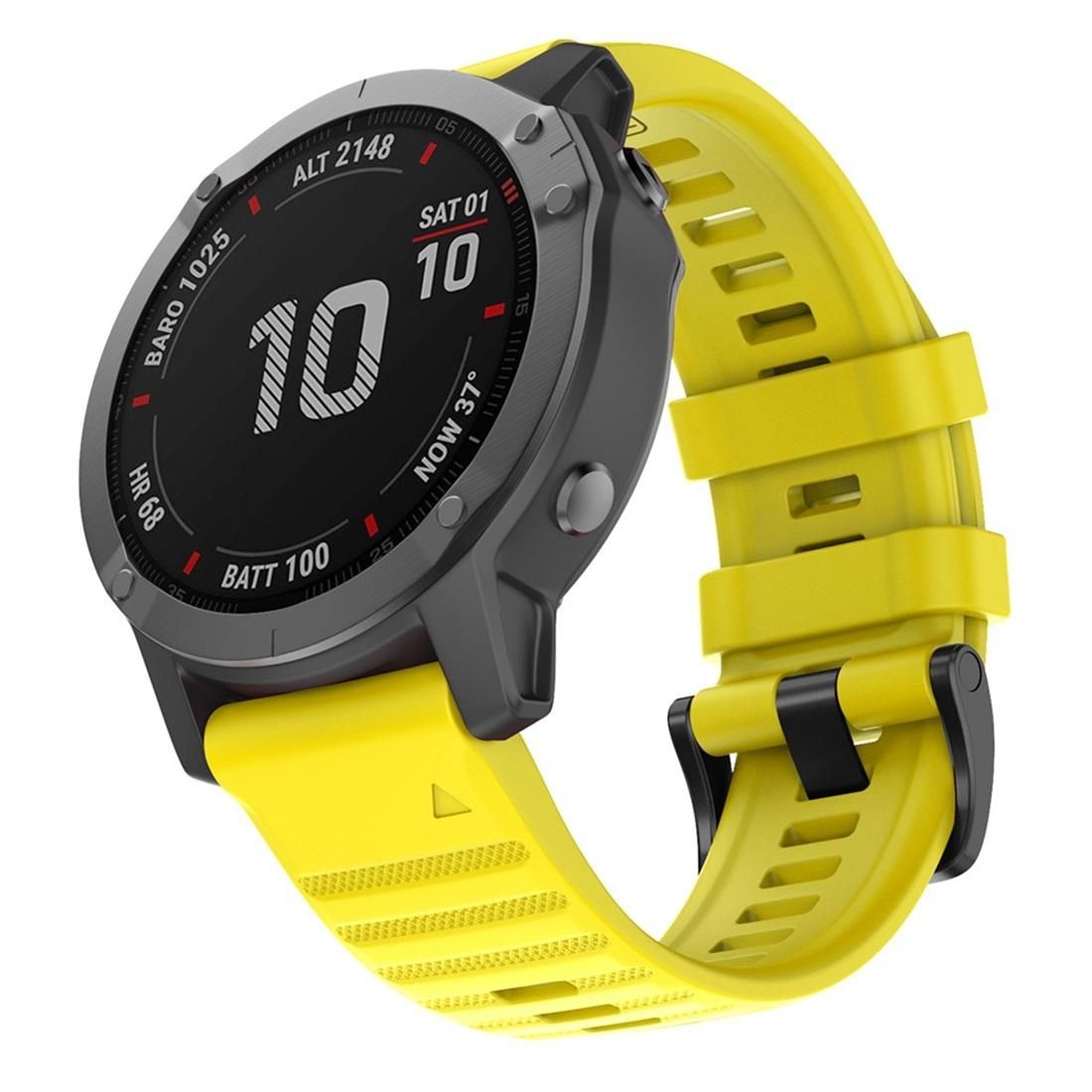 For Garmin Fenix 6 22mm Silicone Smart Watch Replacement Strap Wristband (Yellow)