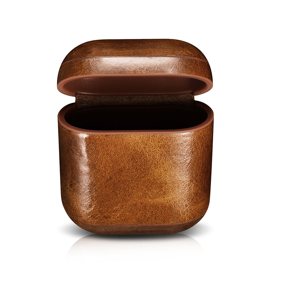 Leather AirPods Shell Case for Apple AirPods with Wireless Charging Case (2019) / AirPods with Charging Case (2019) (2016) - Brown