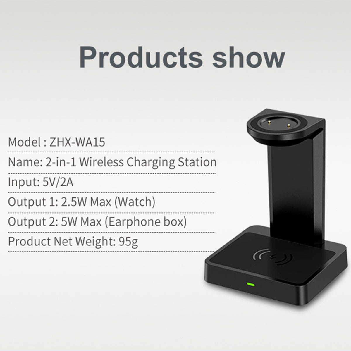 WA15 2 in 1 Smart Watch Wireless Charger Headset Magnetic Cordless Charging Station for Huawei Earbuds Charging Case/Huawei Watch GT/GT2/Honor Magic Watch/2