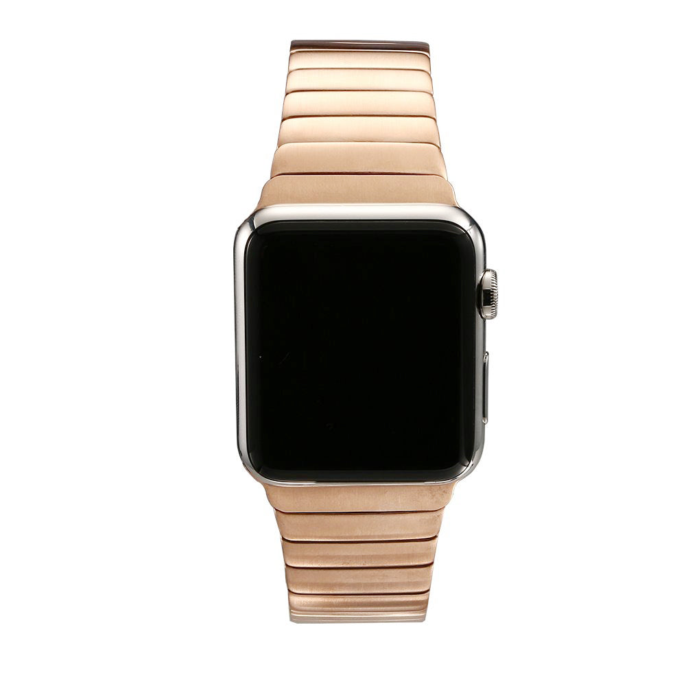 Solid Stainless Steel Link Bracelet Watch Strap for Apple Watch Series 8 7 41mm / Series 6 SE / SE(2022) 5 4 40mm / Series 3 2 1 38mm - Rose Gold Color - UNIQBUY