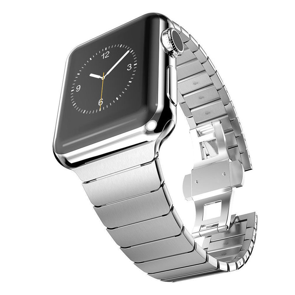 Butterfly Buckle Stainless Steel Watch Band Link Bracelet for Apple Watch Series 8 45mm / Ultra 49mm / 7 45mm / Series / 6 SE / SE (2022) / 5 / 4 44mm / Series 3 / 2 / 1 42mm - Silver Color
