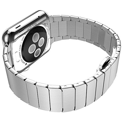 Butterfly Buckle Stainless Steel Watch Band Link Bracelet for Apple Watch Series 8 45mm / Ultra 49mm / 7 45mm / Series / 6 SE / SE (2022) / 5 / 4 44mm / Series 3 / 2 / 1 42mm - Silver Color