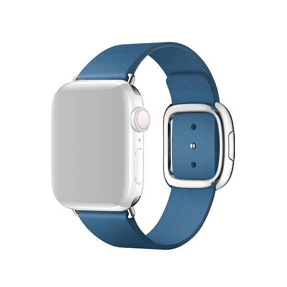 Modern Style Genuine Leather Watchband with Magnetic Buckle for Apple Watch Series 8 45mm / Ultra 49mm / 7 45mm / Series 6 SE / SE (2022) / 5 4 44mm / Series 3 2 1 42mm - Dark Blue