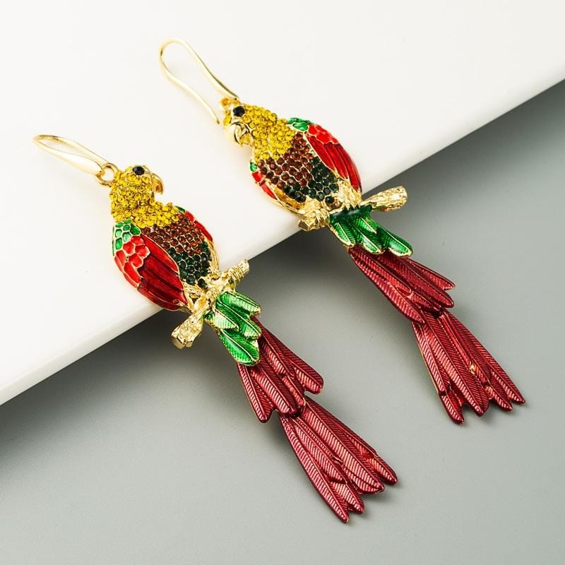 Ethnic Style Parrot Earrings Female Exaggerated Personality Animal Earrings