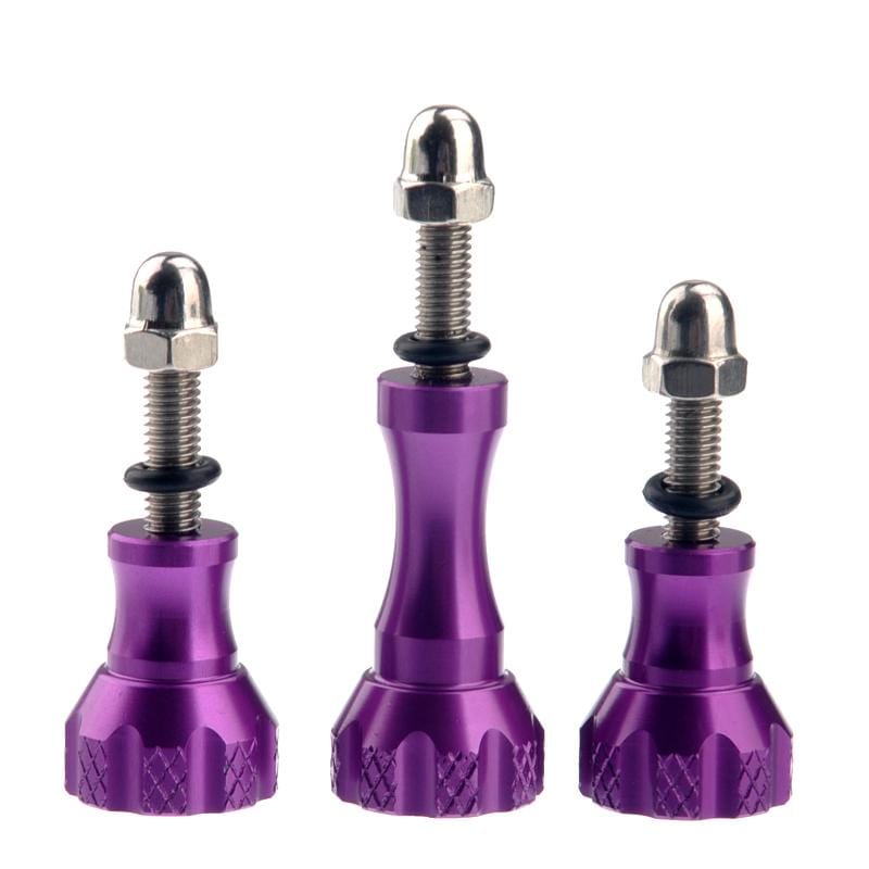 ST-50 3 x Aluminum Thumb Knob Stainless Bolt Nut Screw for GoPro HD HERO4 / 3+ / 3 / 2 / 1 (Purple)