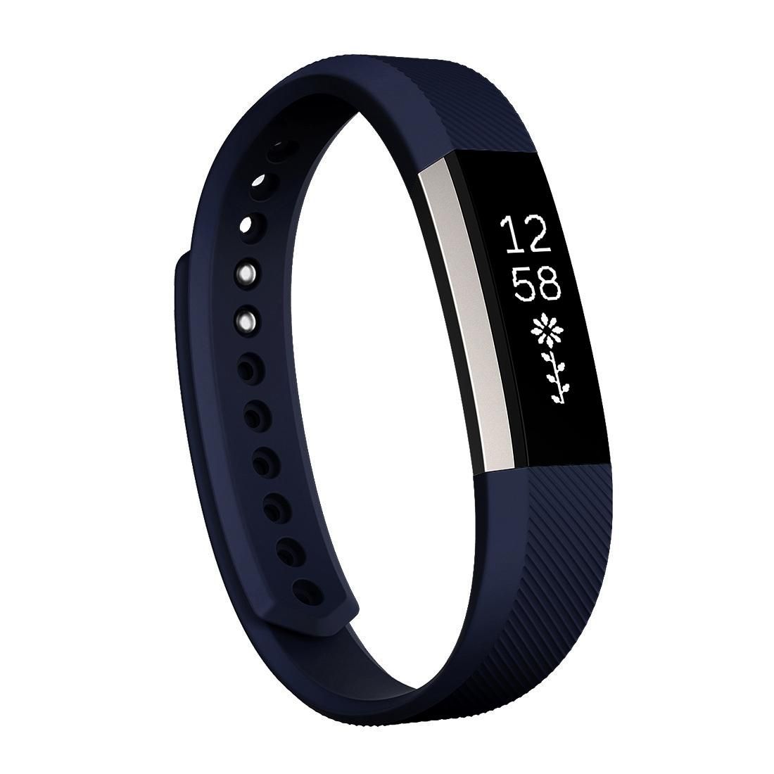 For Fitbit Alta Watch Oblique Texture Silicone Watchband, Small Size, Length: about 18.5cm (Dark Blue)