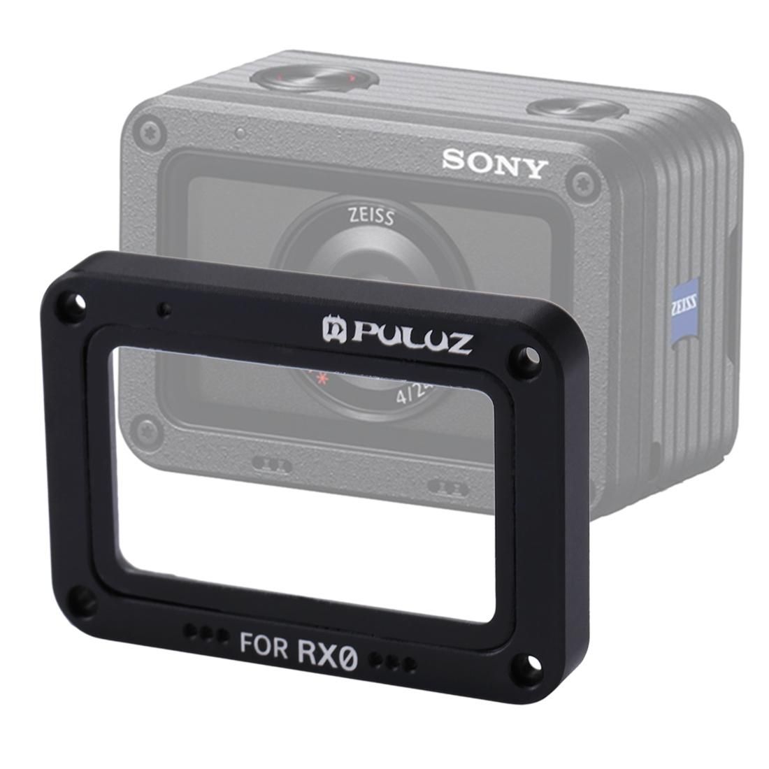 PULUZ Aluminum Alloy Flame + Tempered Glass Lens Protector for Sony RX0 / RX0 II, with Screws and Screwdrivers (Black)