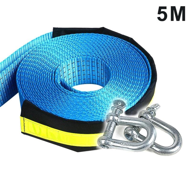 8 Ton 5 Meters Safety Car Emergency Helper Towing Cable Reflective Rope Strap With U-Shape Hooks (5M)