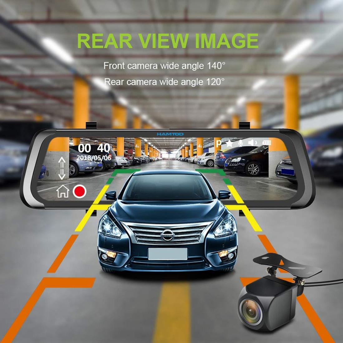 HAMTOD HG91 9.88 inch 170 Degrees Wide Angle HD Dual Mirror Dash Video Car DVR