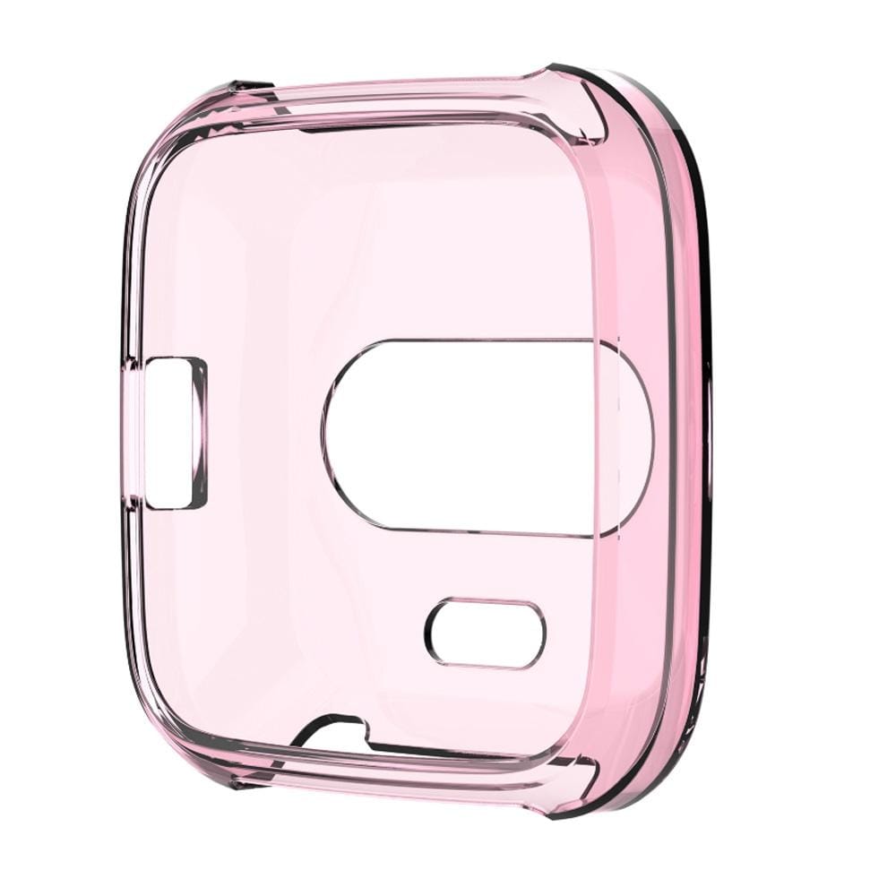 For Fitbit Versa Lite Smart Watch Silicone Protective Case (Transparent Pink)