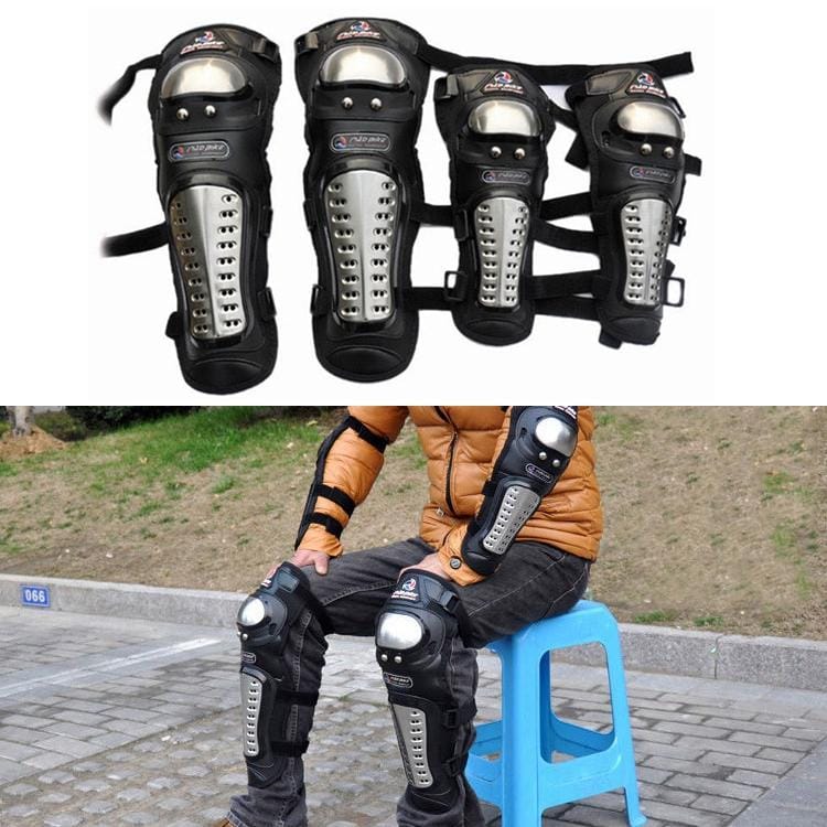 4 PCS / Set MAD BIKE MB01 Stainless Steel Motocross Equipment Protection Motorcycle Elbow & Knee Pads Protect Guards
