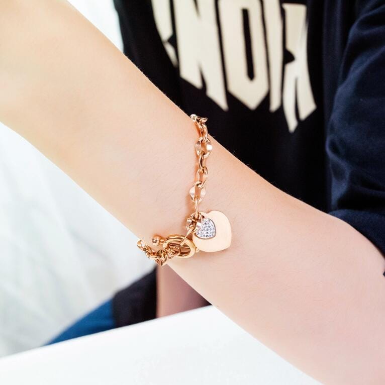 OPK 1012 Love Bracelet Diamond Hand Jewelry Ladies Bracelet, Color:Rose Gold